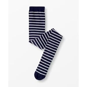 Hanna Andersson Girls Bright Basics Striped Tights Navy + Hanna White Size 5-7